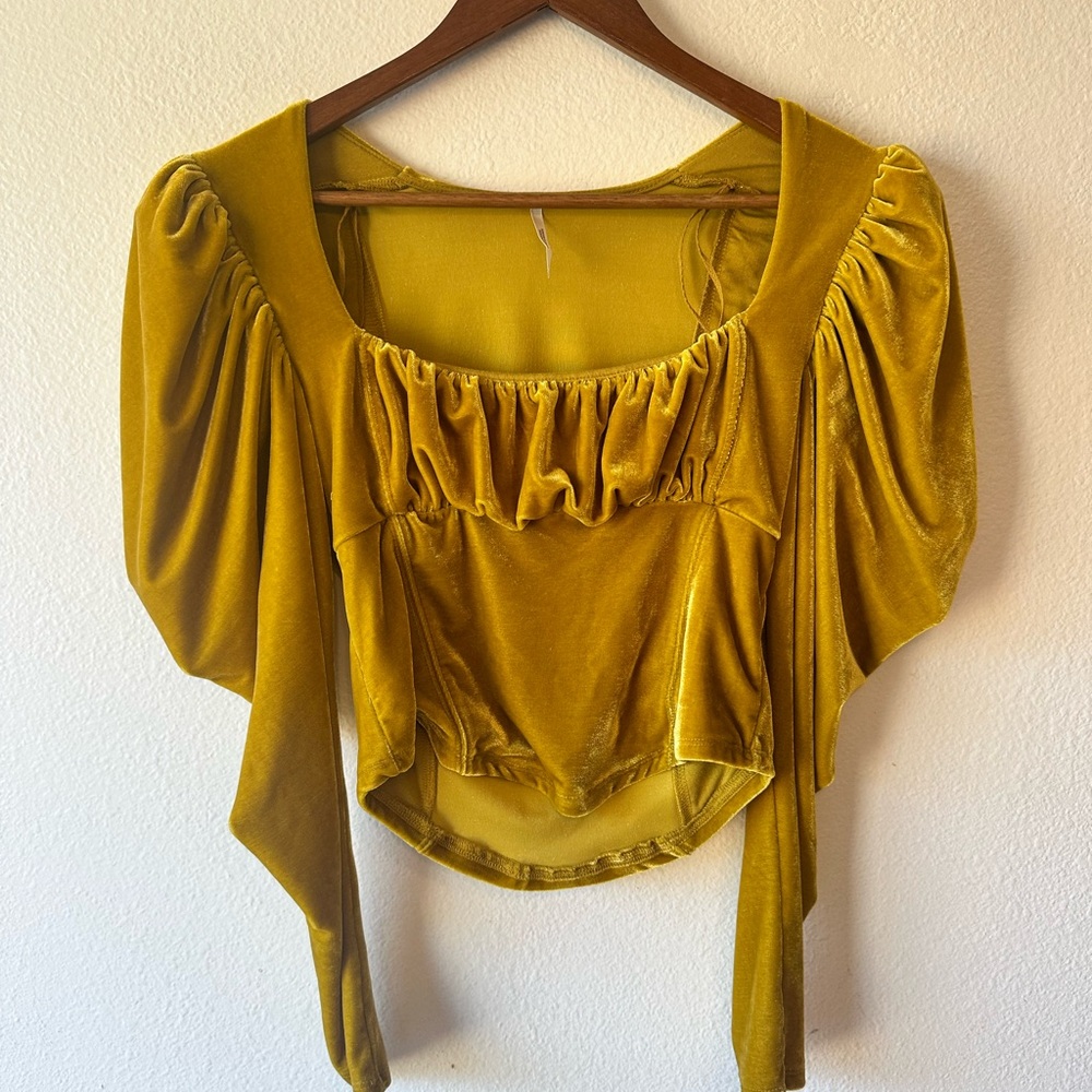 Free People Golden Velour Top Size SP